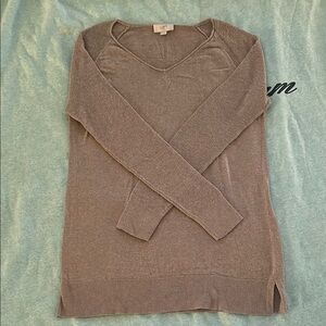 LOFT Khaki V-Neck Sweater Relaxed Fit